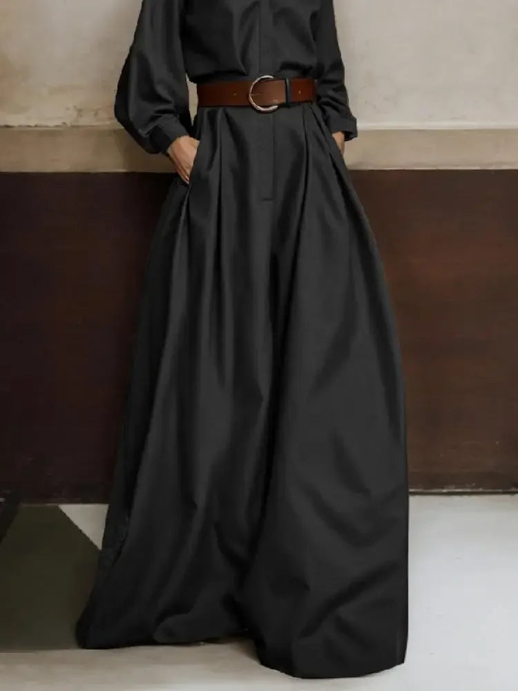 Solid Color High Waist Loose Fit Jumpsuit