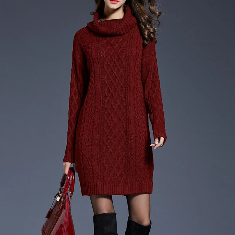 Women Casual Knitted Long Sleeve Dress