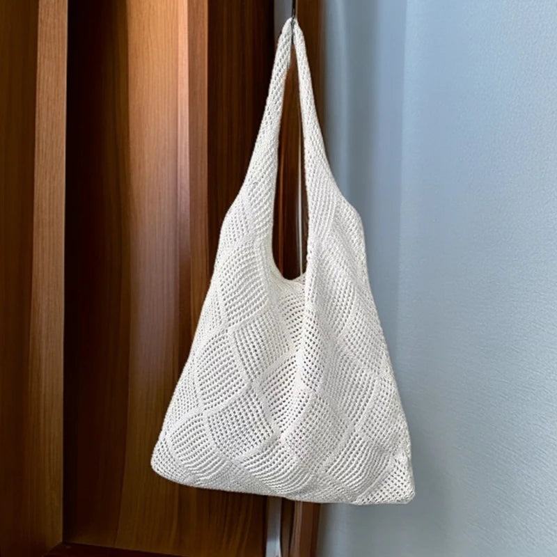 Women's Crochet Foldable Woven Bag