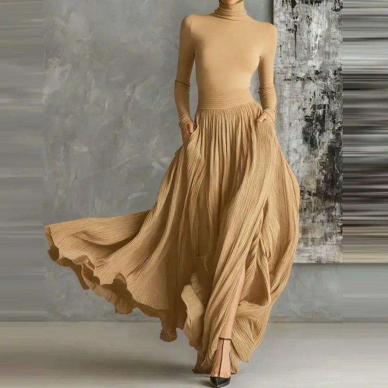 Elegant Turtleneck Pullover & Long Skirt Set