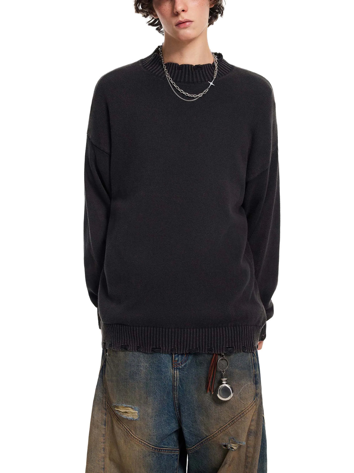 Vintage Washed Hand-Frayed Sweater
