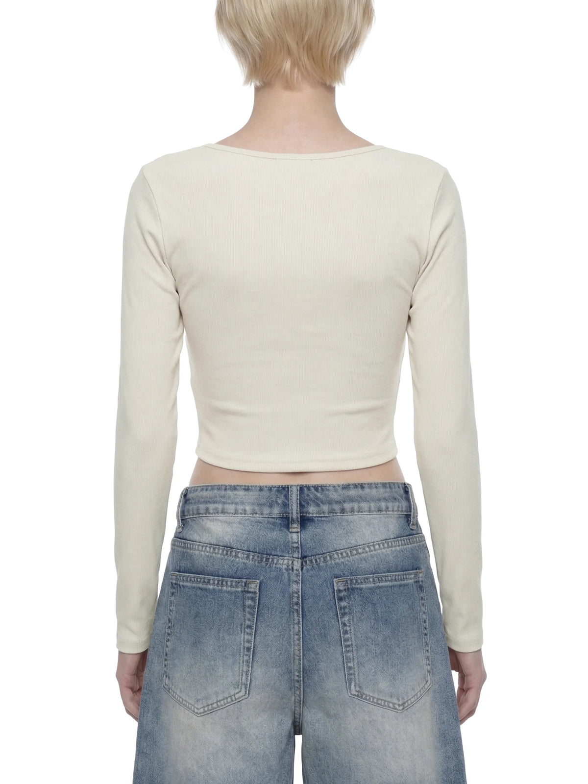 Ruched Long Sleeve Crop T-Shirt