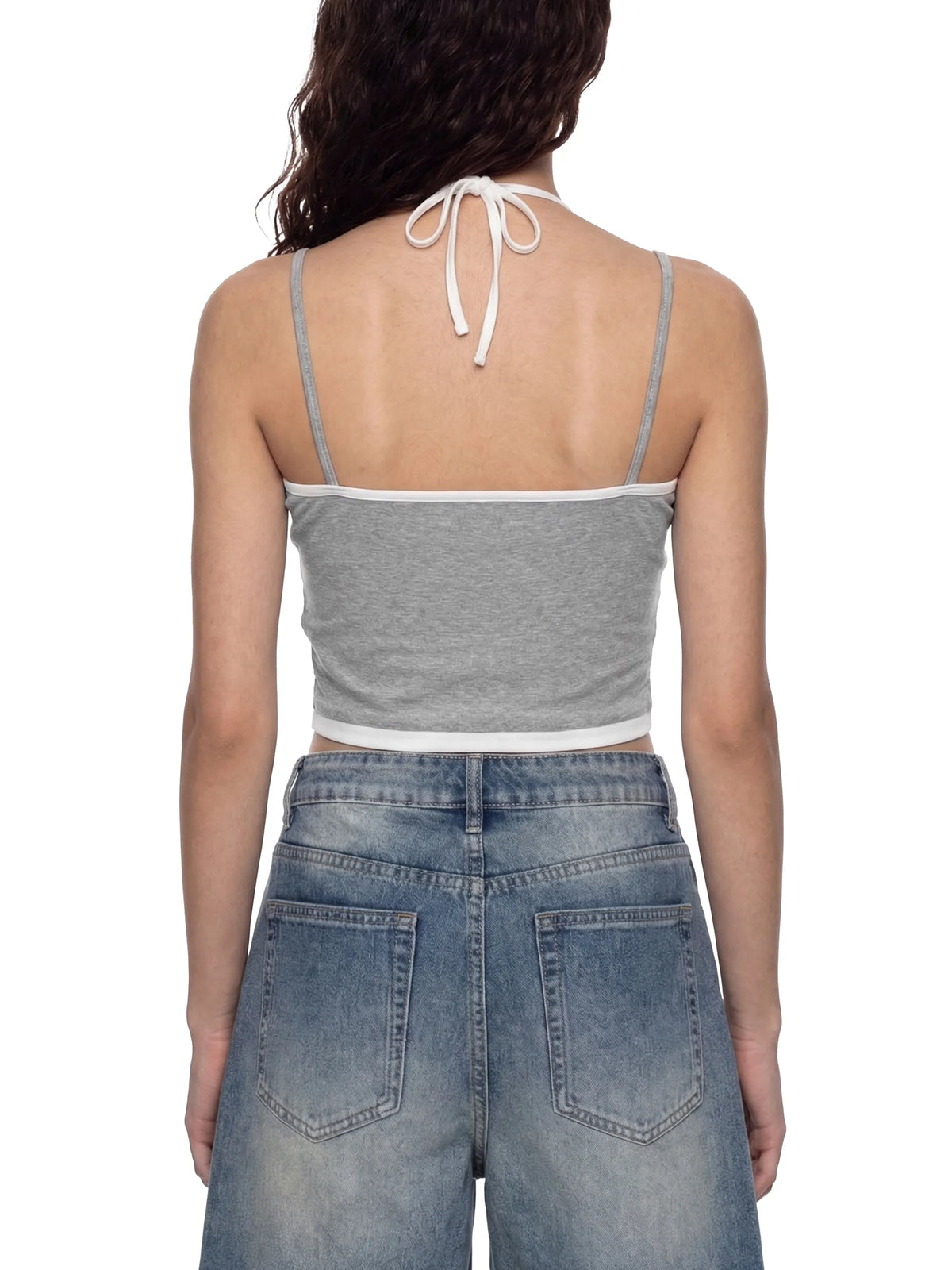 Contrast Binding Halter Tank Top