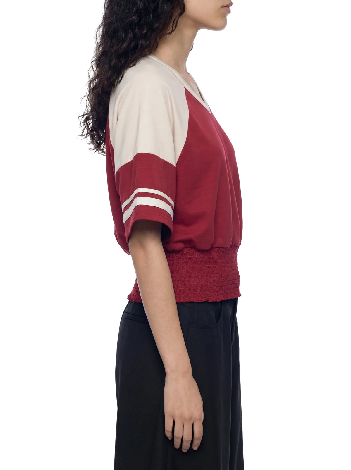 Color Block Ruched T-Shirt