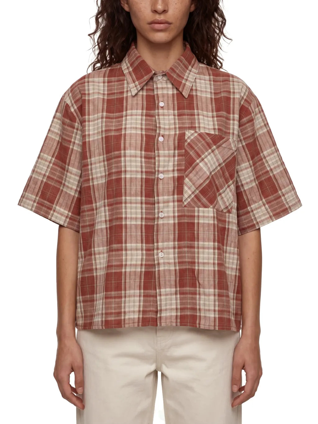 Plaid Boxy Short Sleeve Shirt
