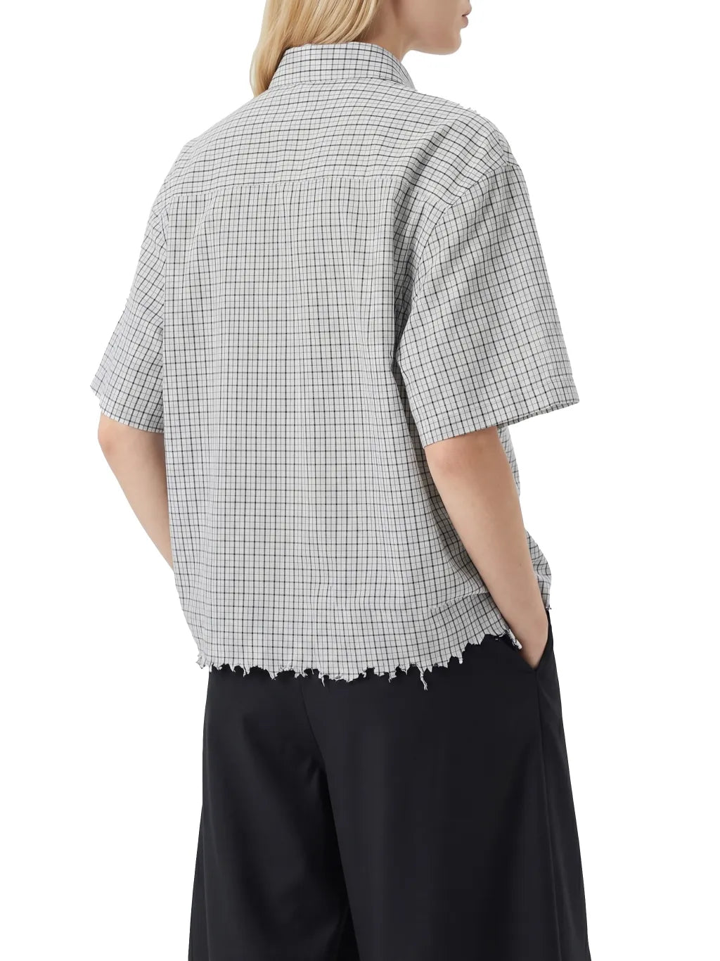 Distressed Plaid Boxy Shirt