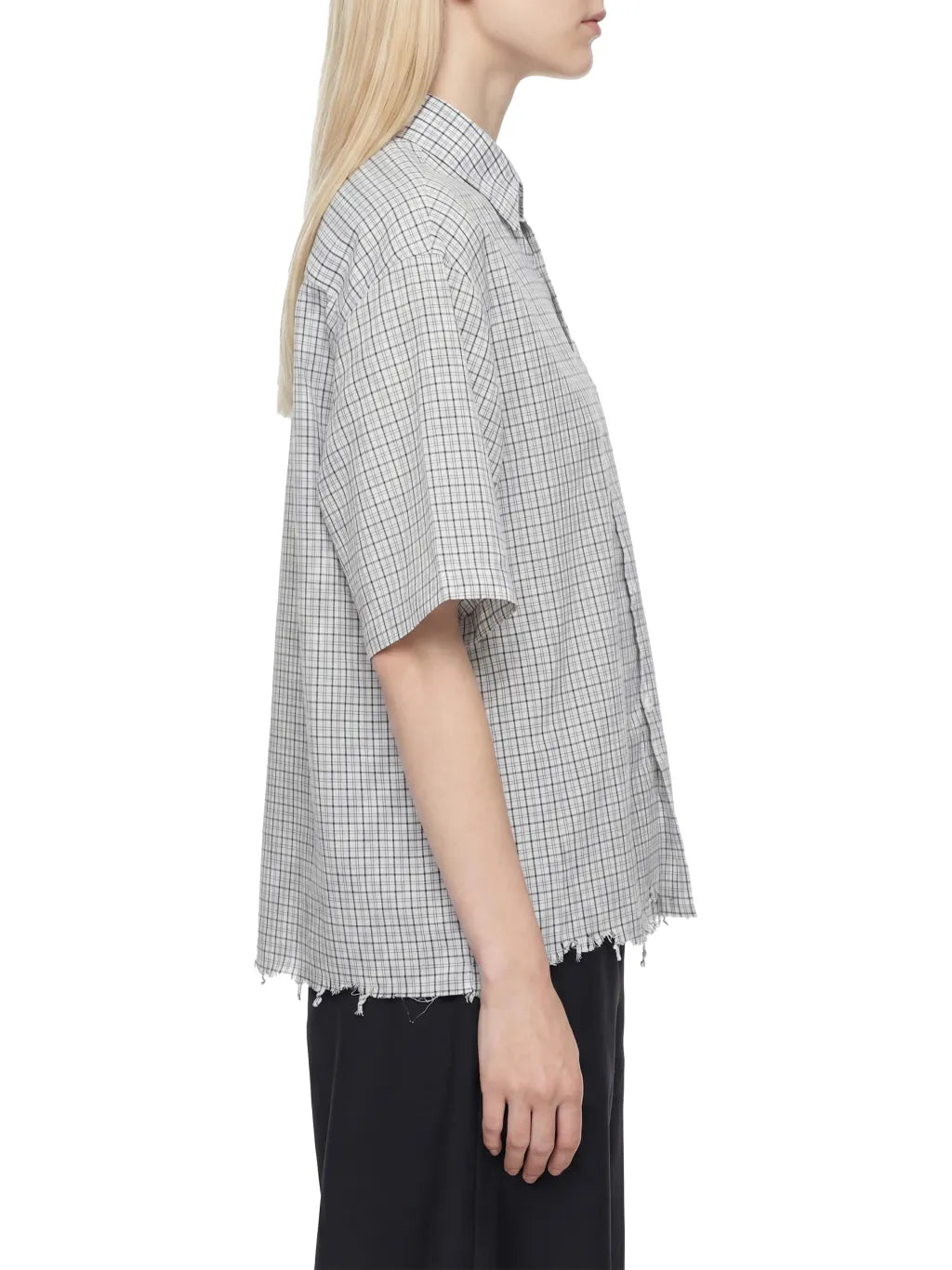 Distressed Plaid Boxy Shirt