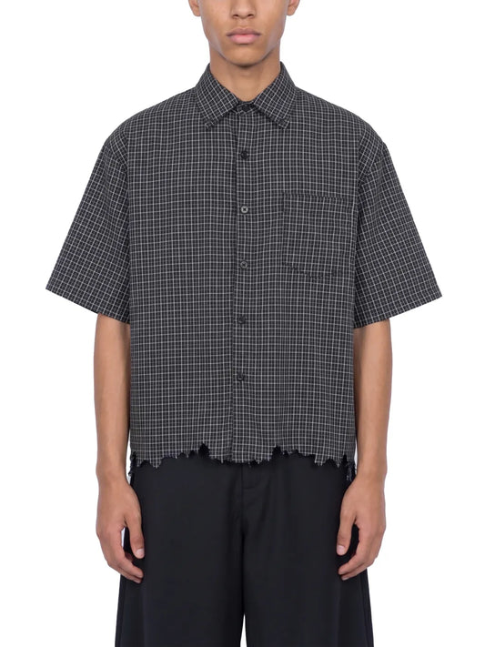 Distressed Plaid Boxy Shirt
