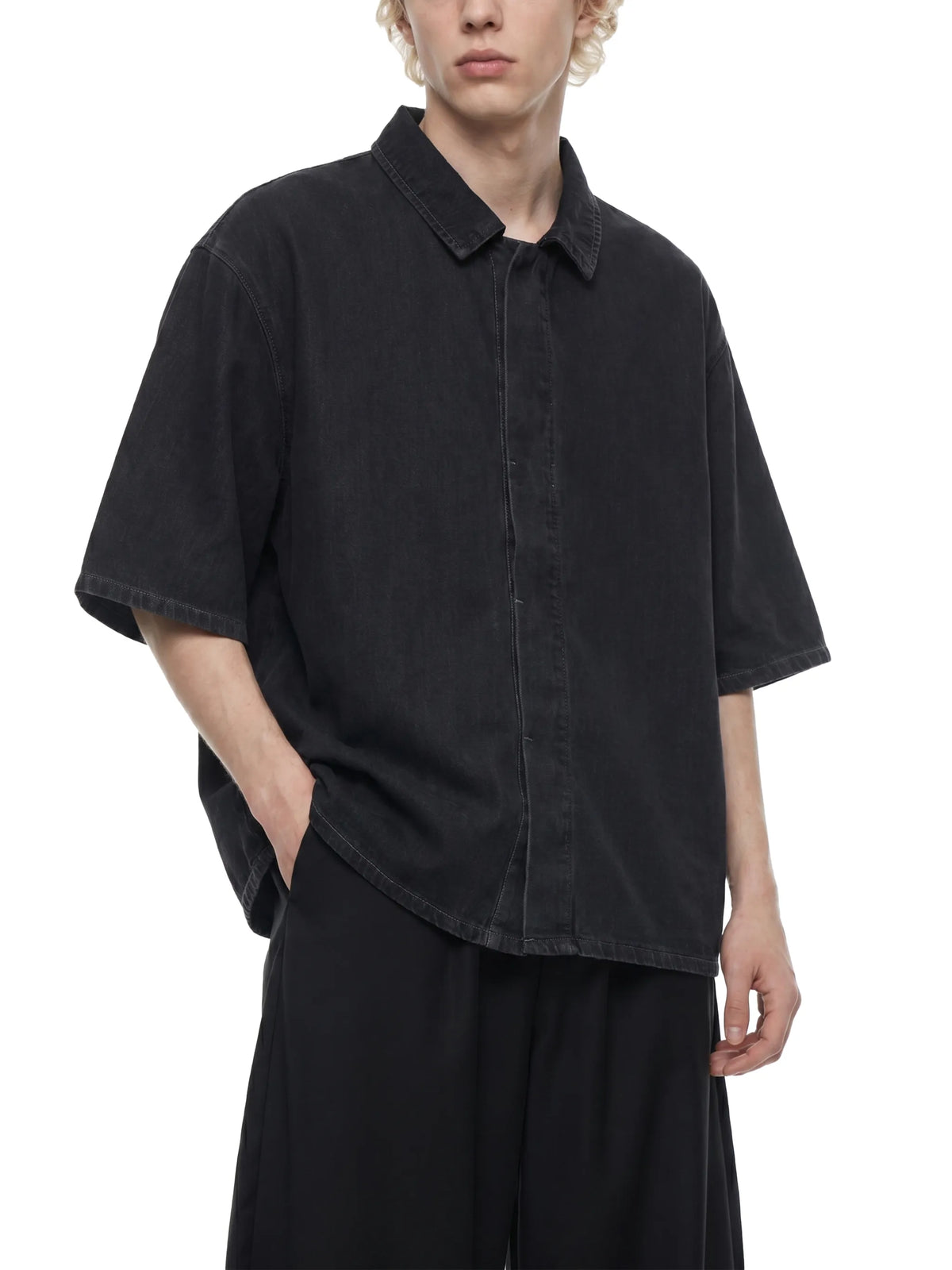 Vintage Wash Drop Shoulder Lyocell Shirt