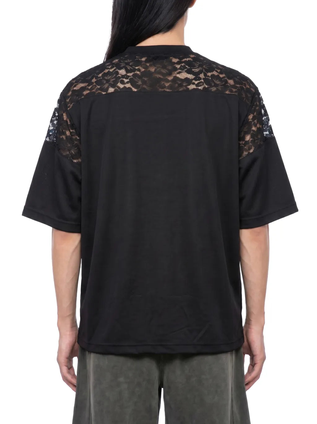 Lace Paneling V-Neck T-Shirt