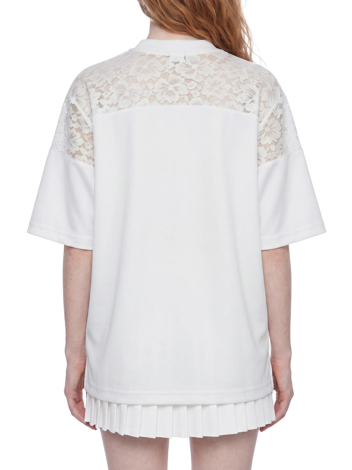 Lace Paneling V-Neck T-Shirt