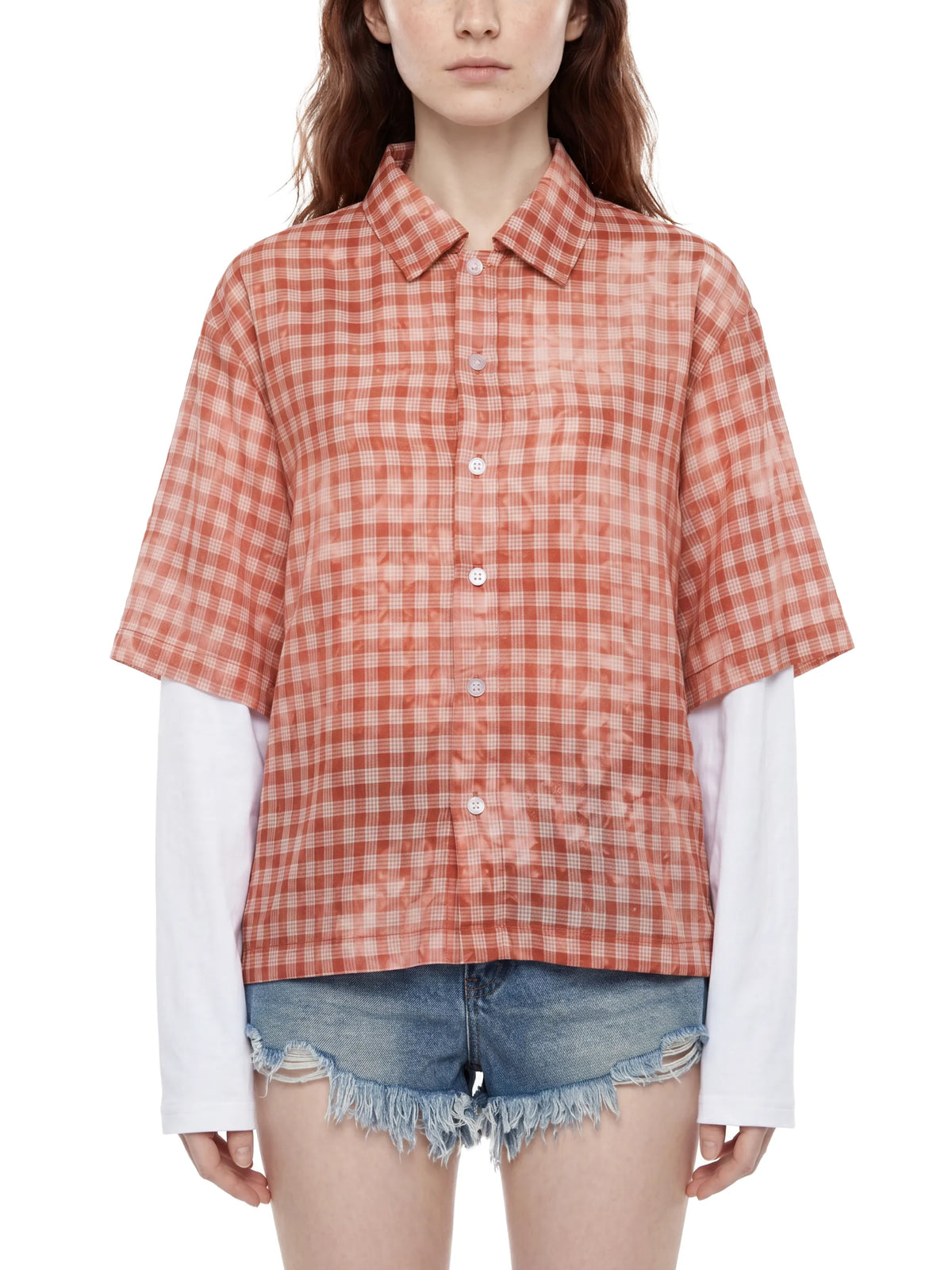 Vintage Wash Plaid Short Sleeve Shirt