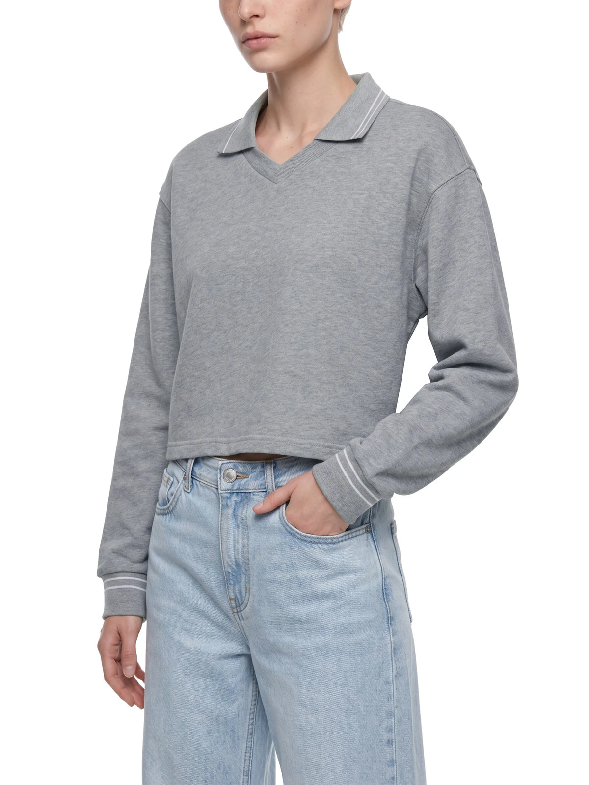 Crop Collared Sweatshirt