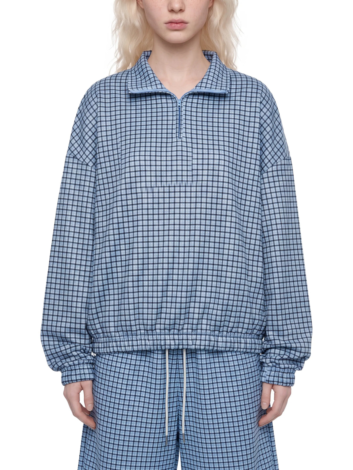 Plaid Quarter-Zip Sweatshirt