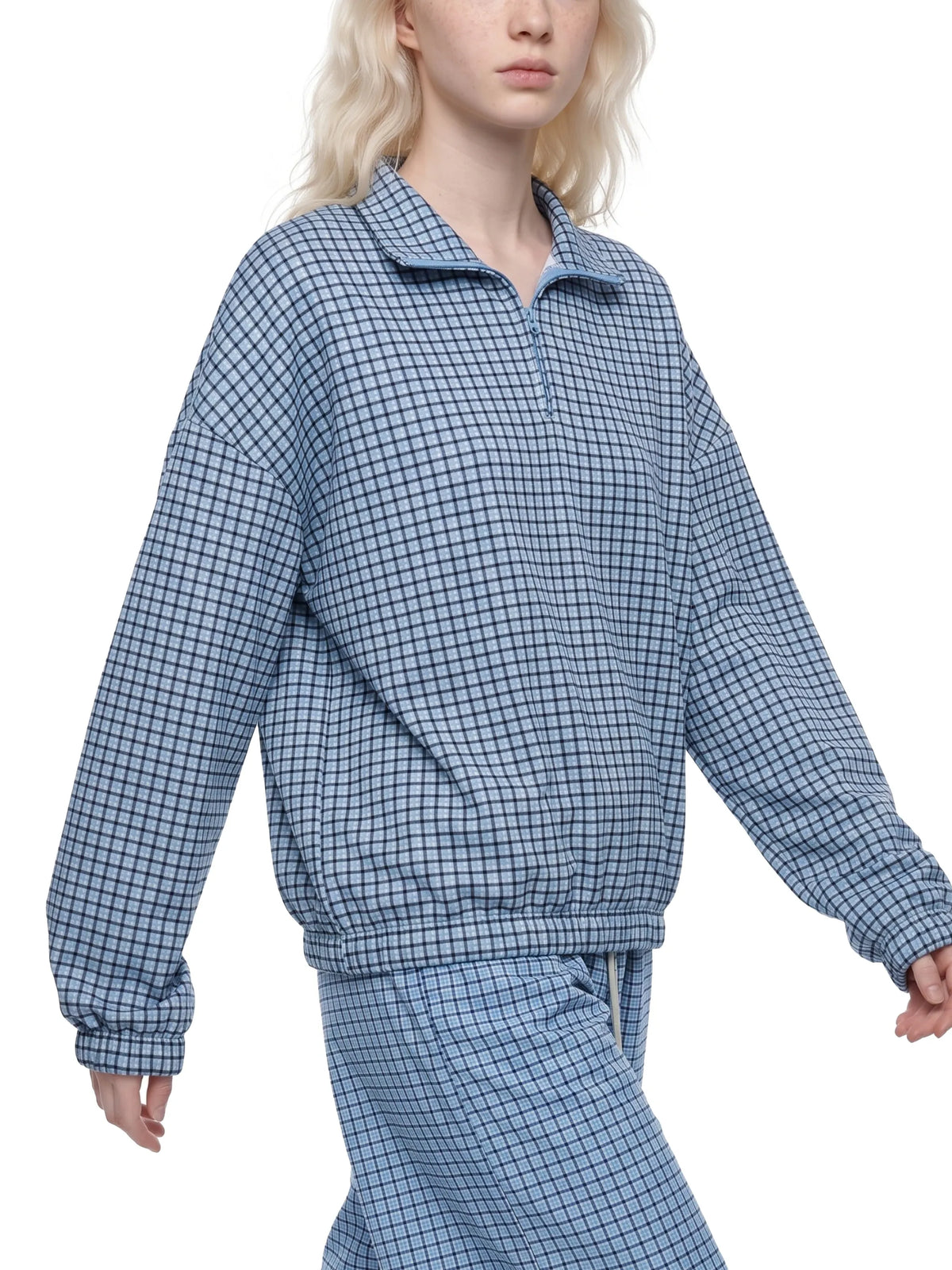 Plaid Quarter-Zip Sweatshirt