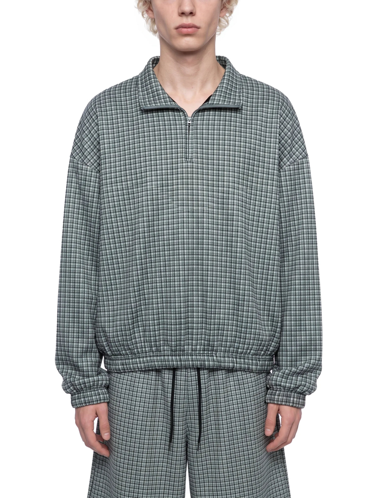 Plaid Quarter-Zip Sweatshirt