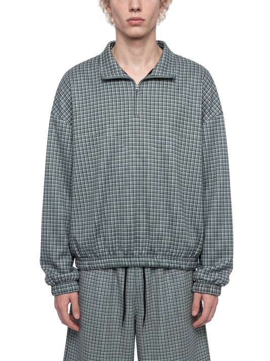 Plaid Quarter-Zip Sweatshirt