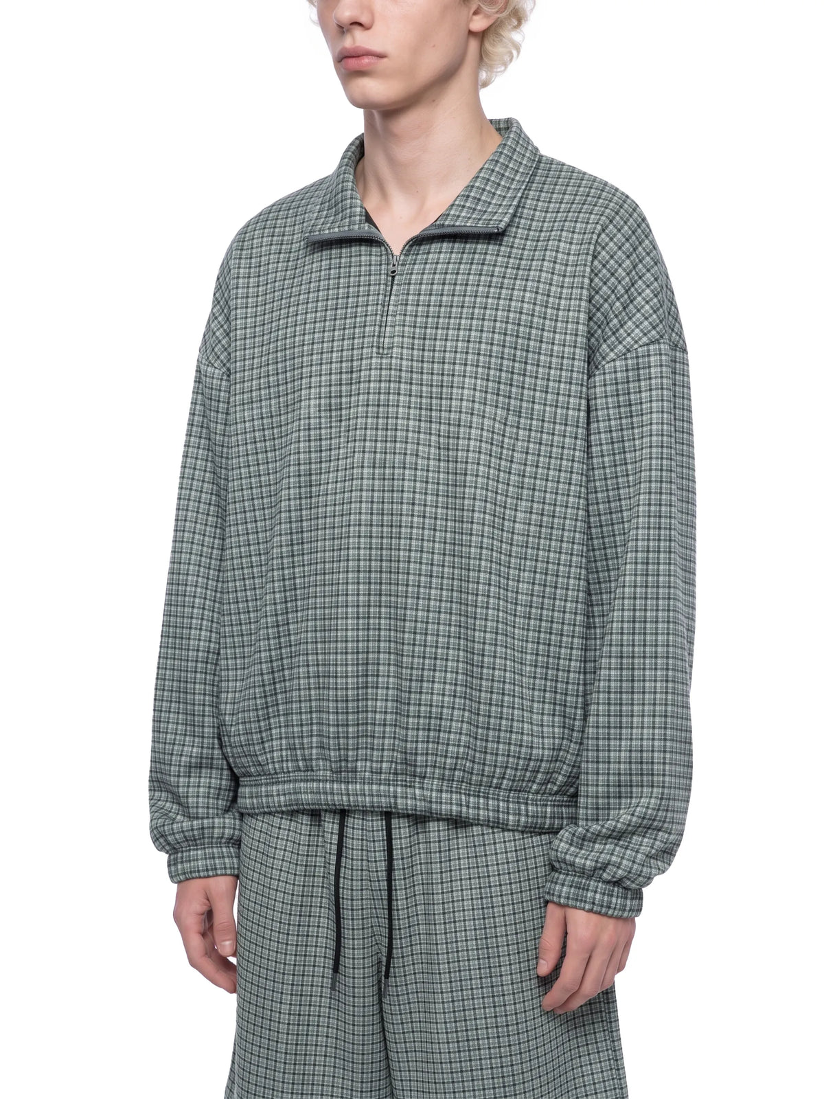 Plaid Quarter-Zip Sweatshirt