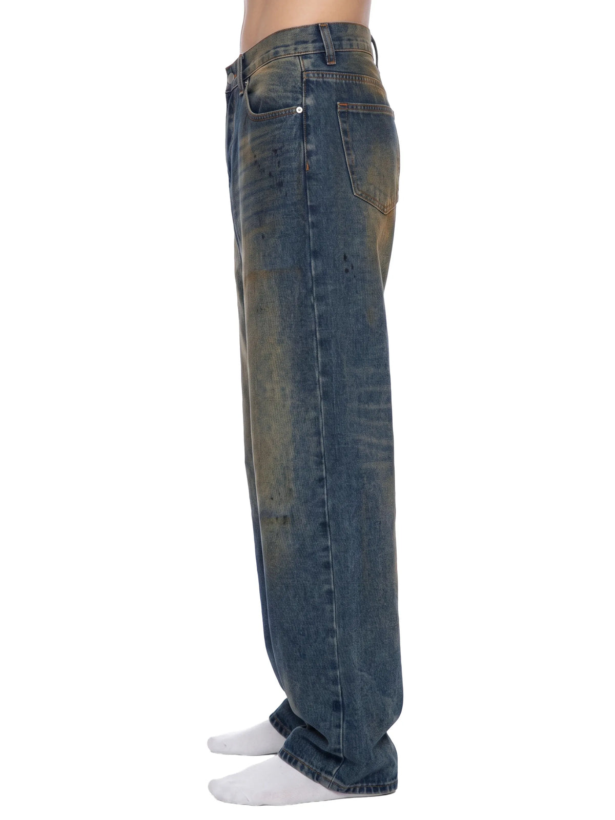 Vintage Wash Wide Leg Denim Jeans