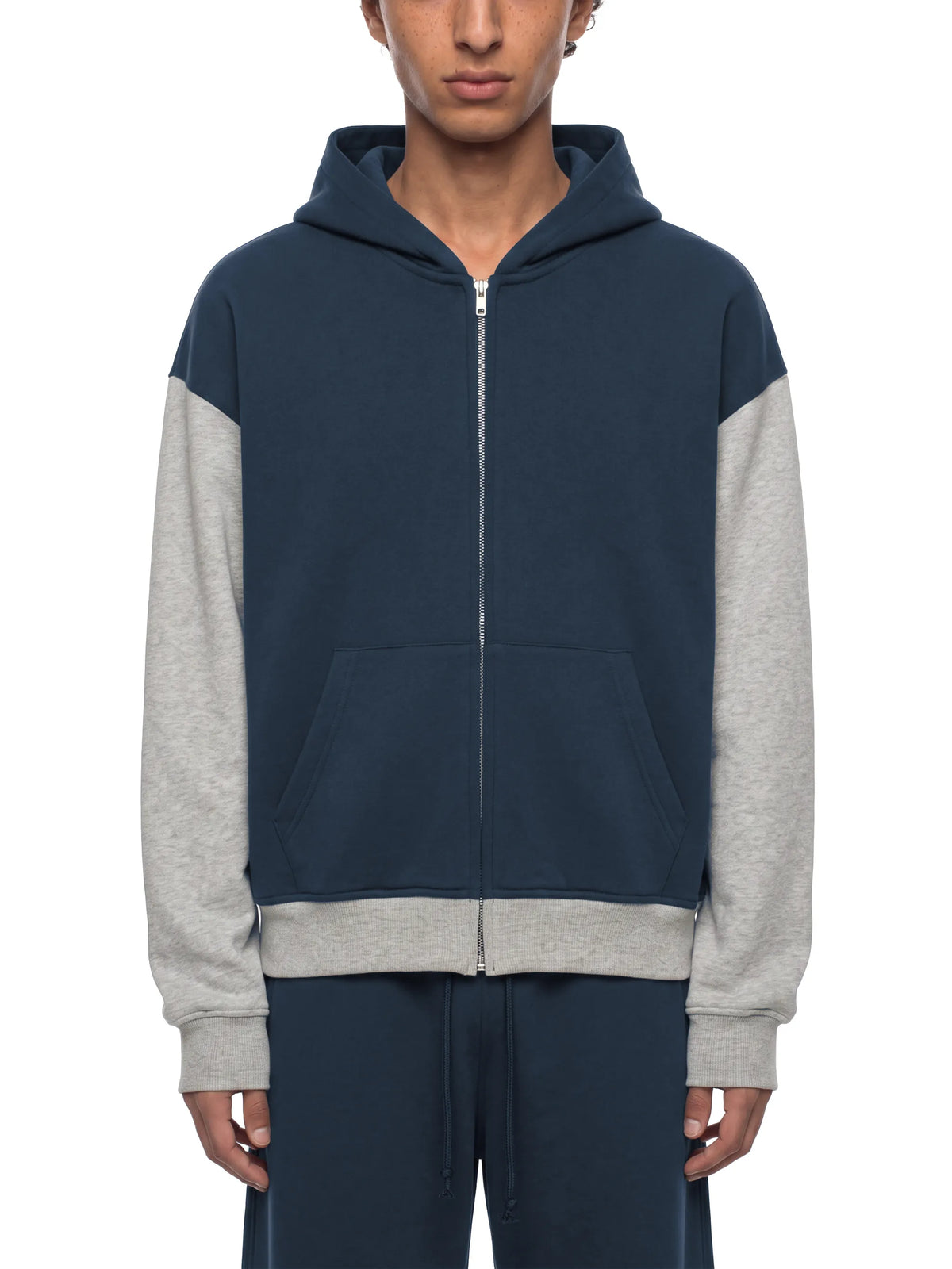 Color Block Fleece Full Zip Hoodie