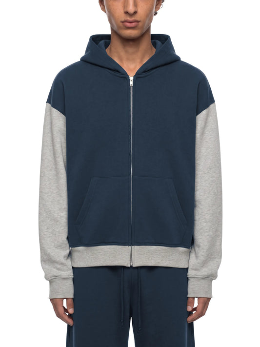 Color Block Fleece Full Zip Hoodie