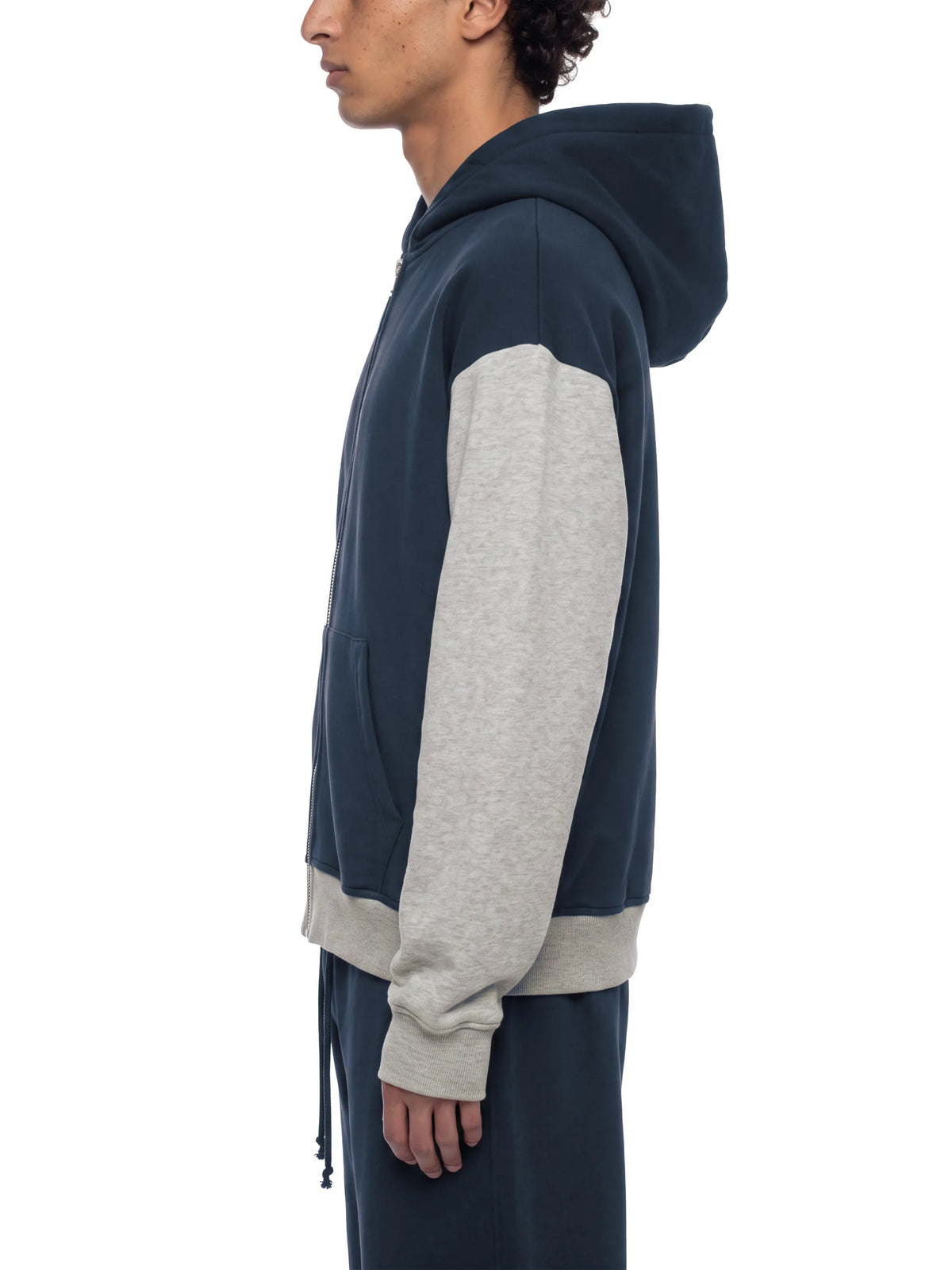 Color Block Fleece Full Zip Hoodie
