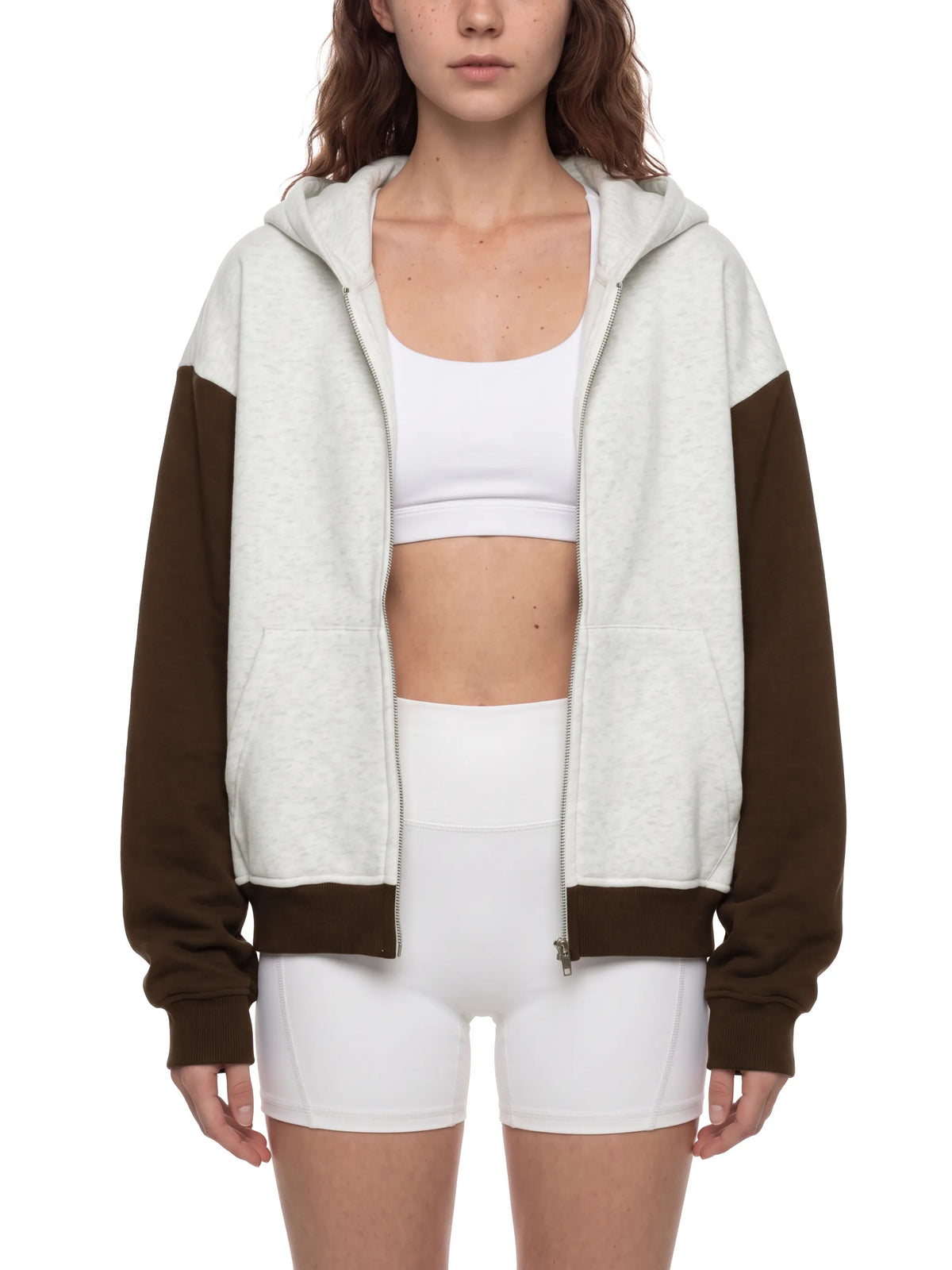 Color Block Fleece Full Zip Hoodie
