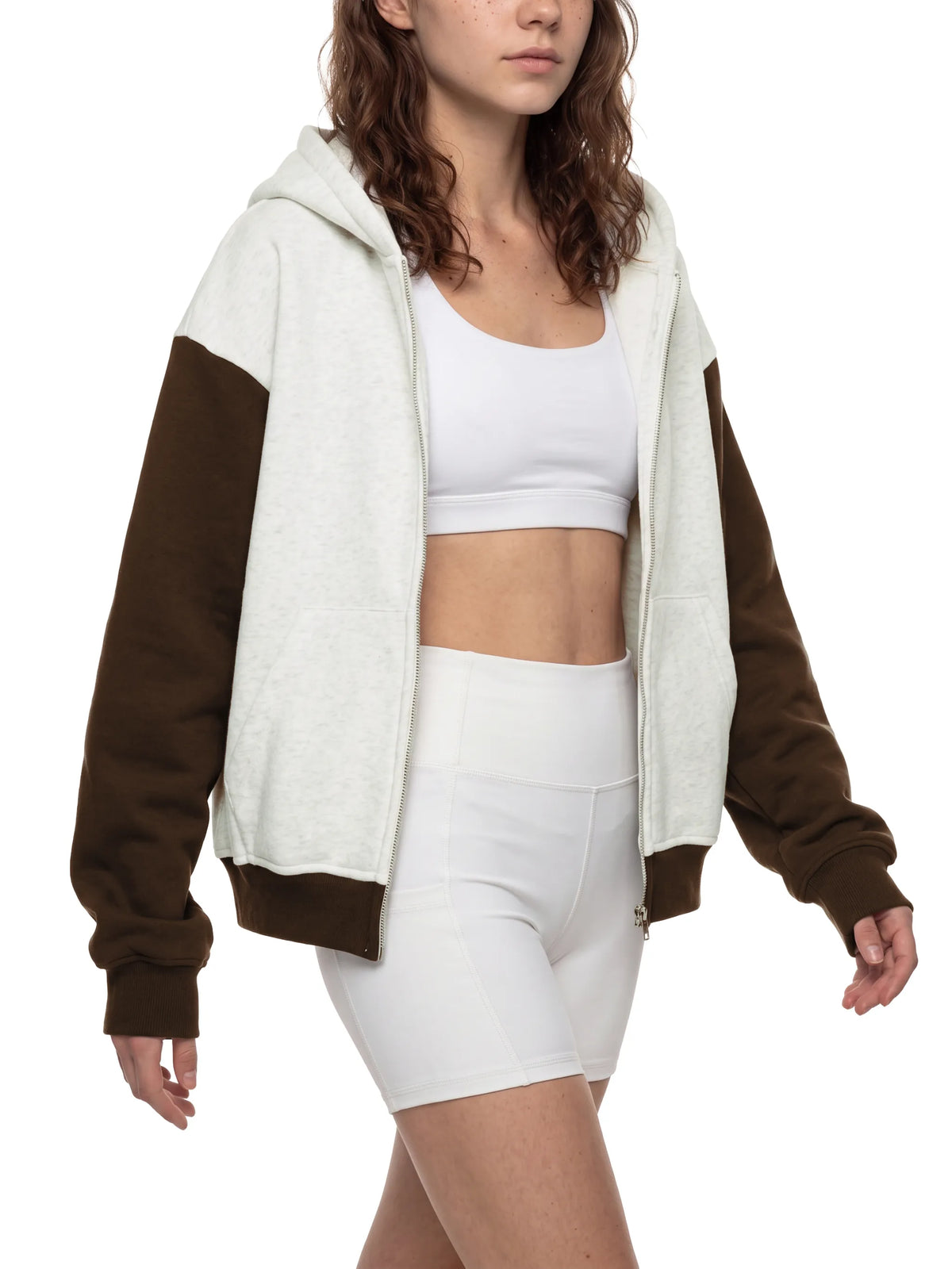 Color Block Fleece Full Zip Hoodie