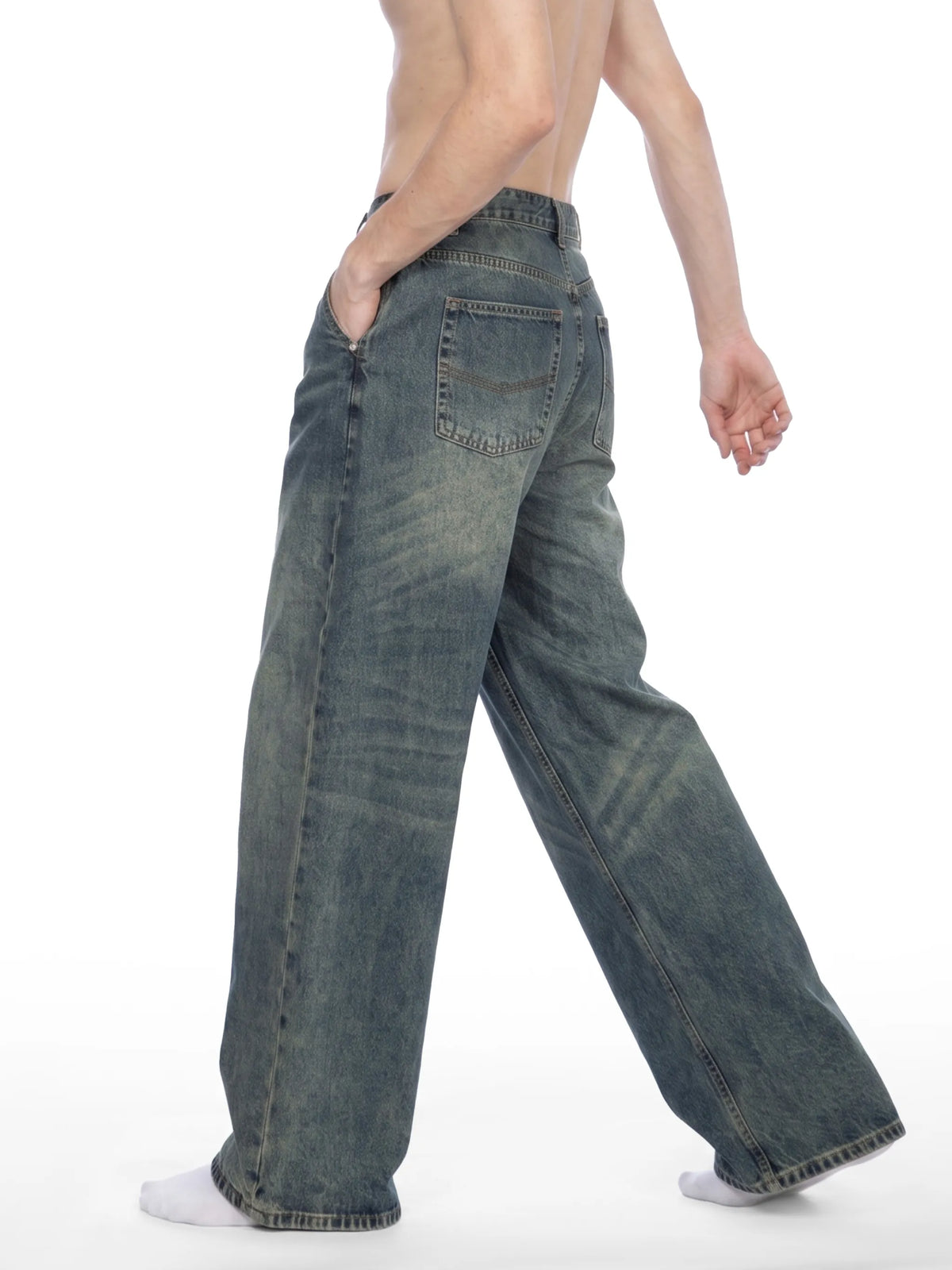 Vintage Wash Denim Jeans