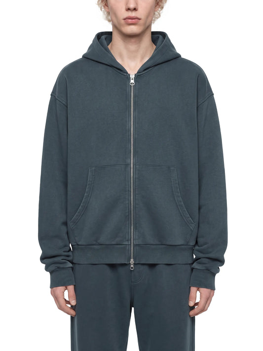 Mineral Wash Boxy Zip Hoodie