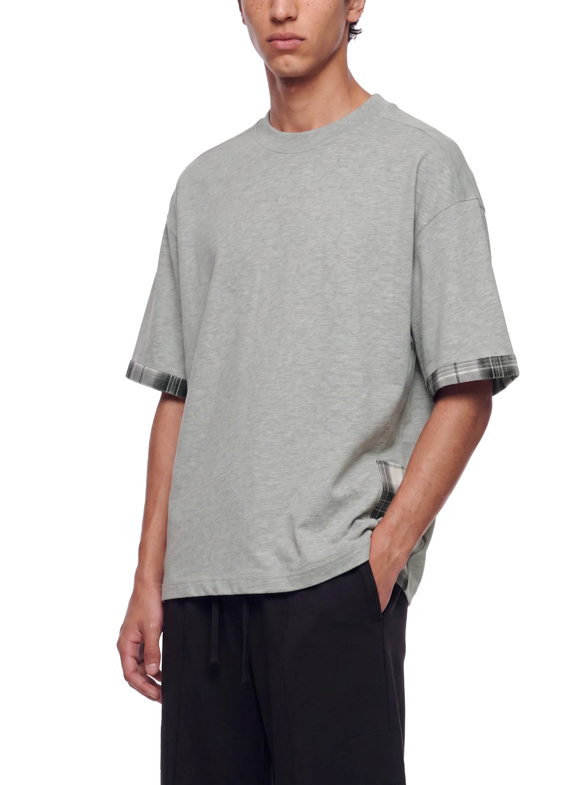 Plaid Paneled T-Shirt