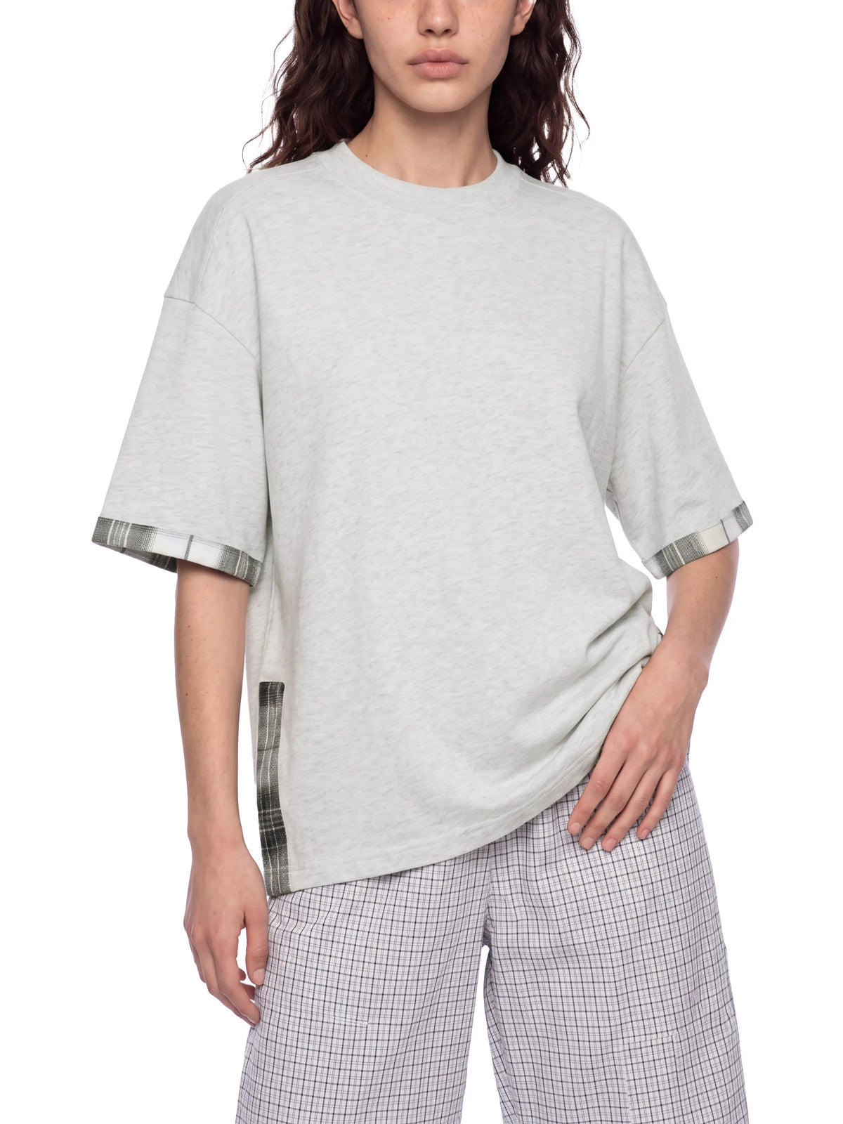 Plaid Paneled T-Shirt