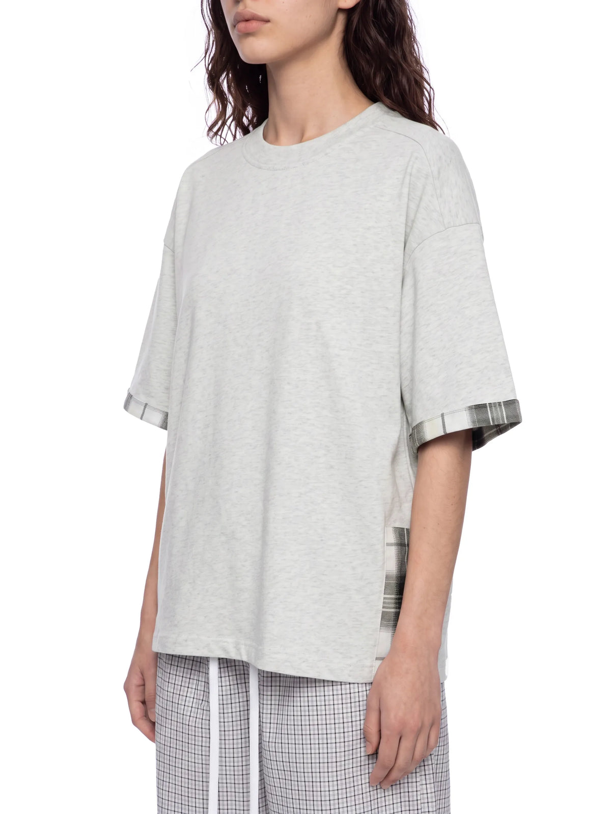 Plaid Paneled T-Shirt