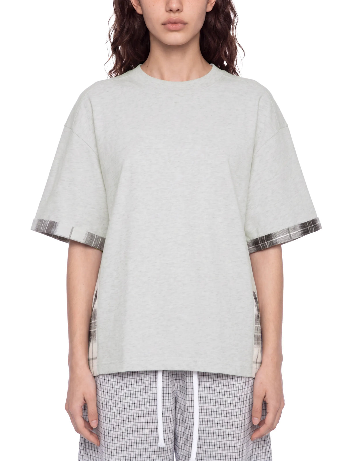 Plaid Paneled T-Shirt