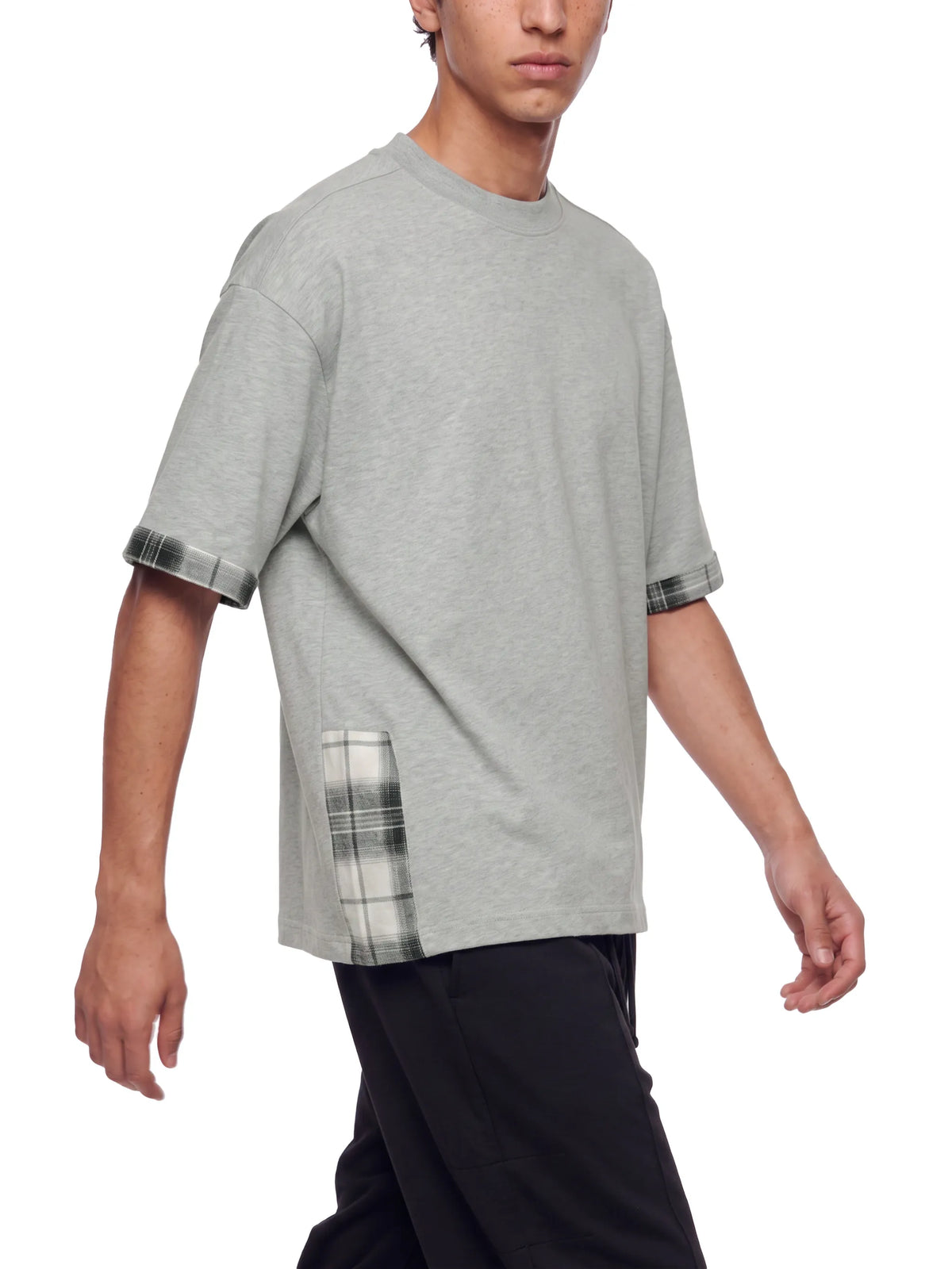 Plaid Paneled T-Shirt
