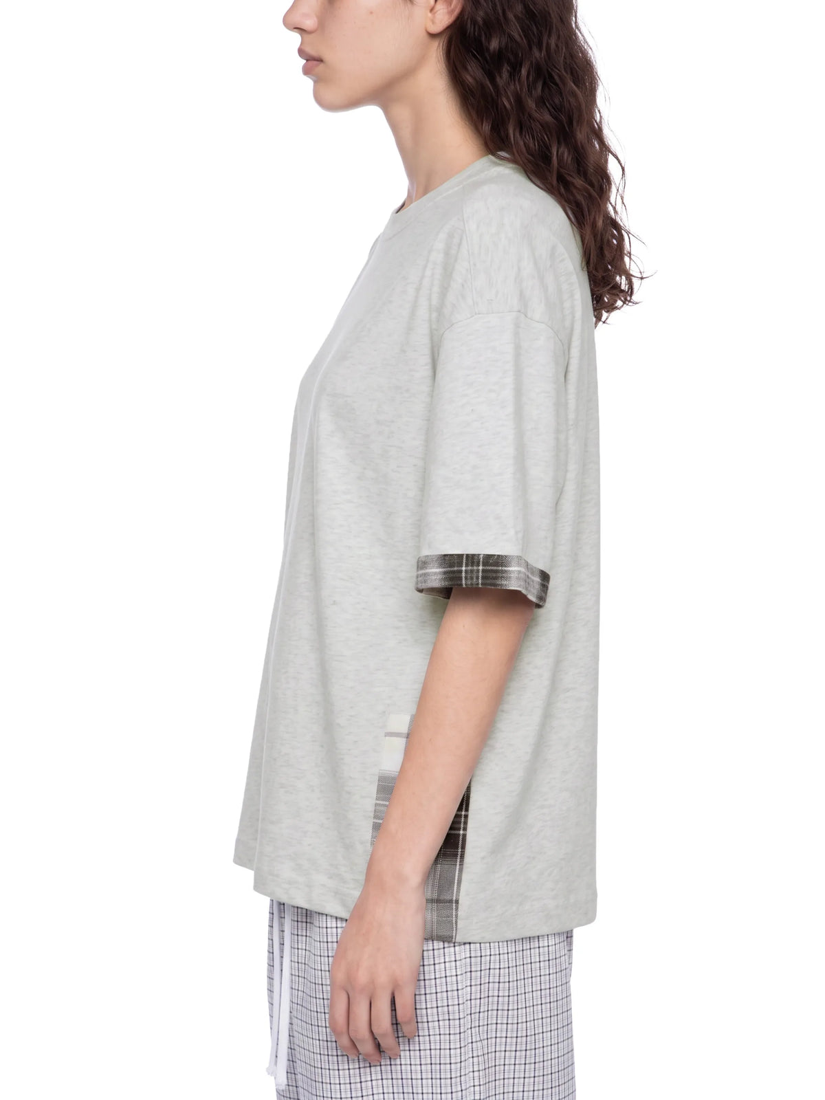 Plaid Paneled T-Shirt