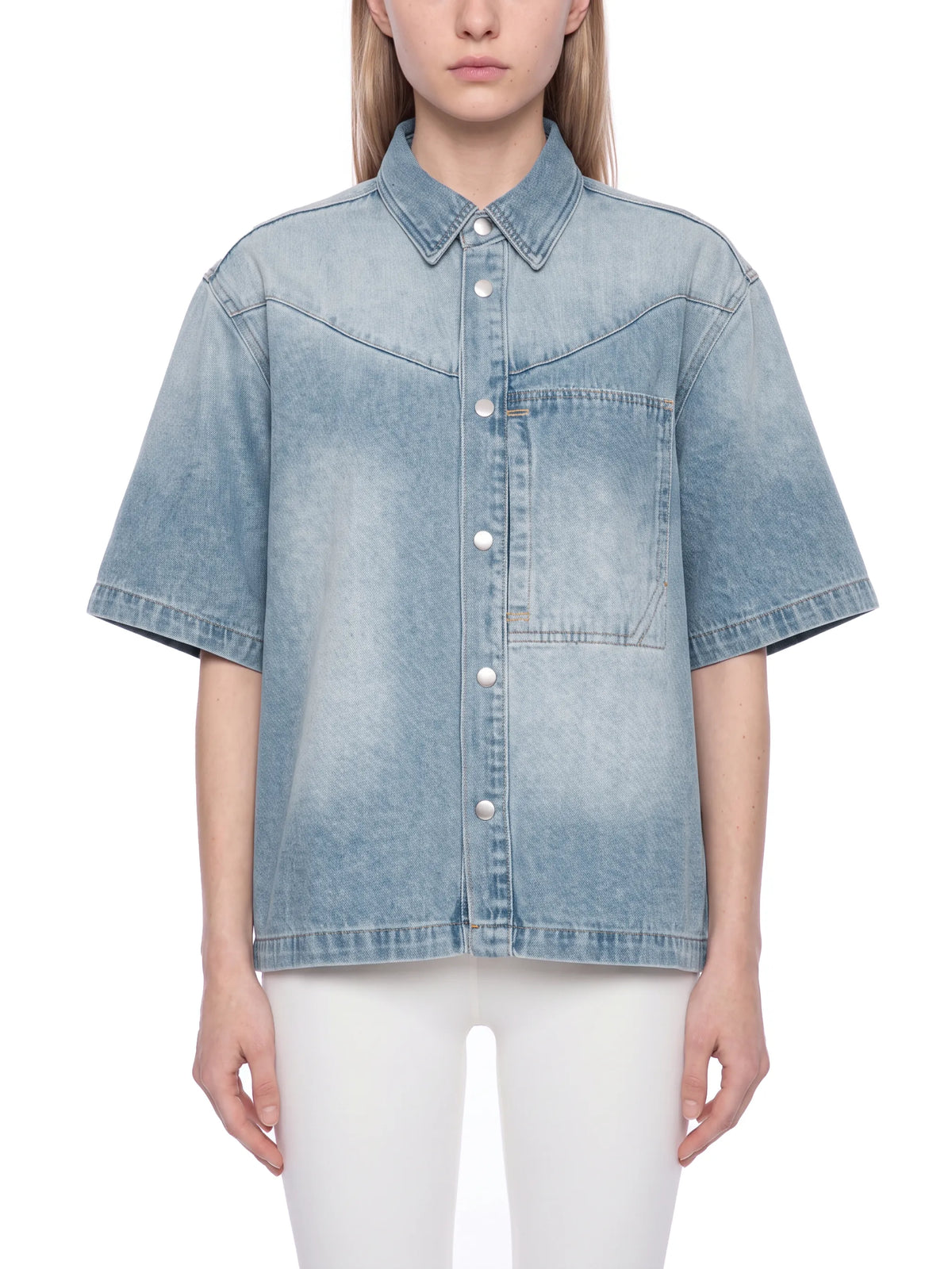 Vintage Wash Boxy Short Denim Shirt