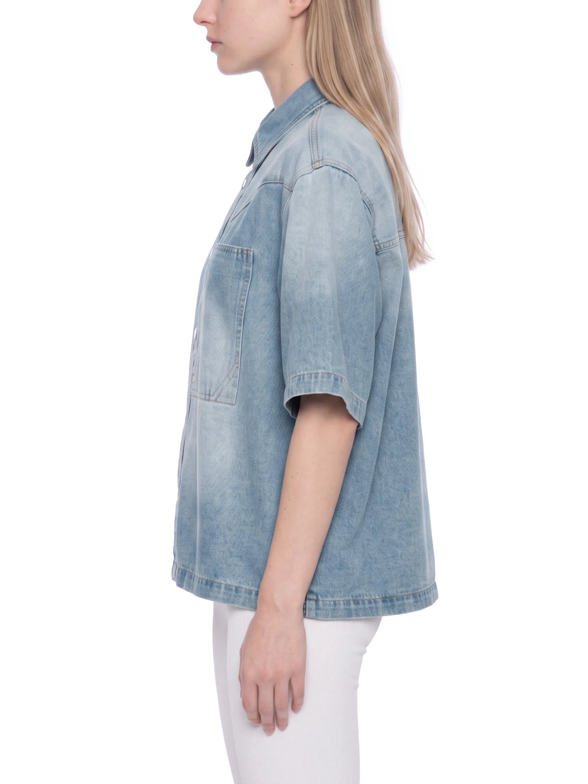 Vintage Wash Boxy Short Denim Shirt