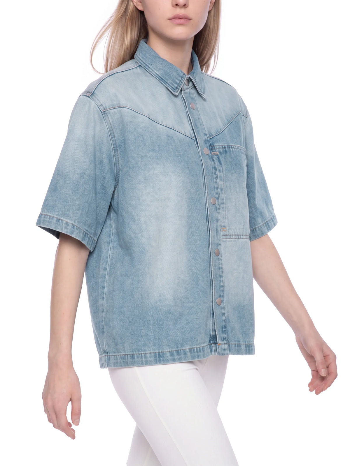 Vintage Wash Boxy Short Denim Shirt