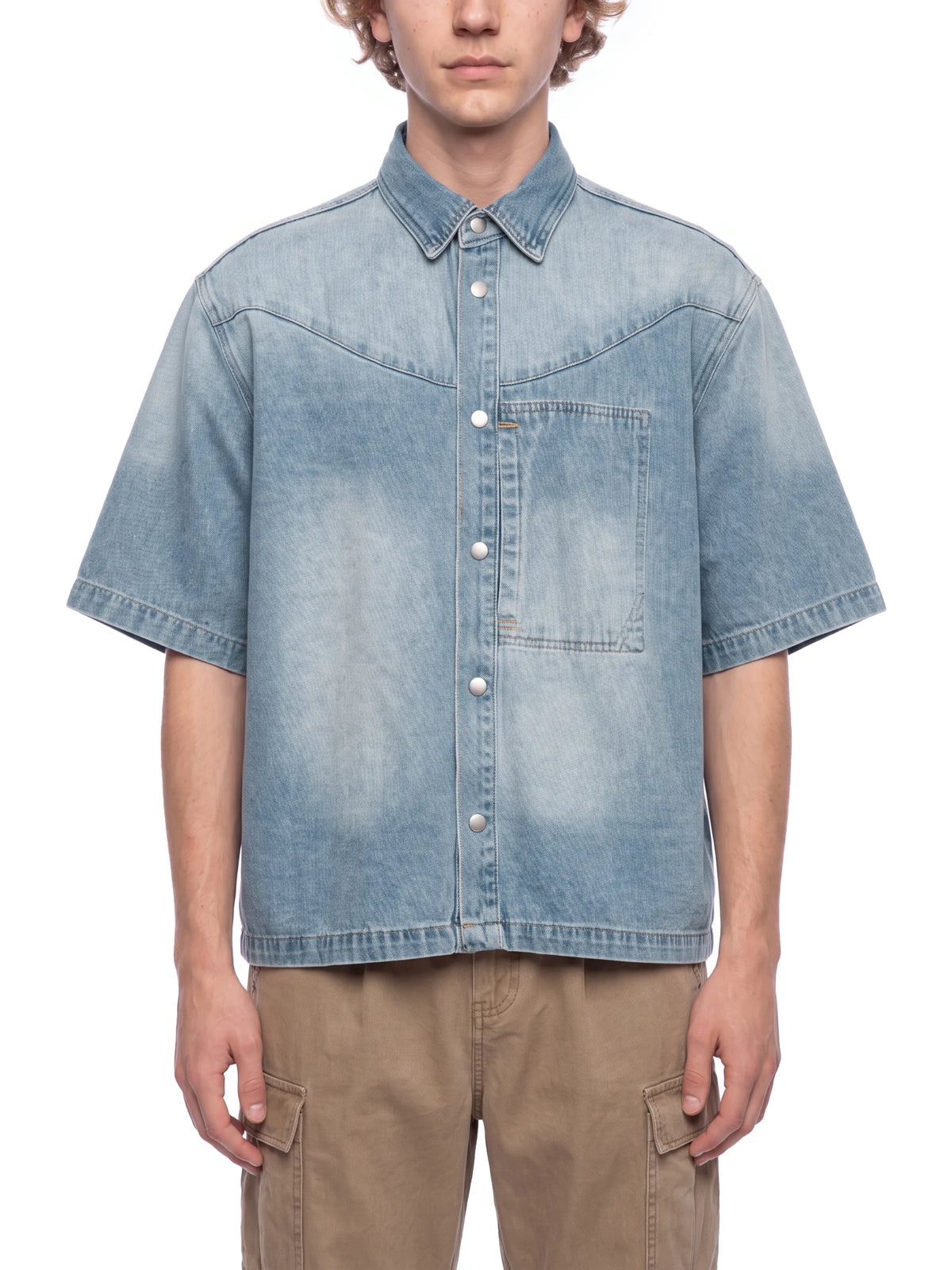 Vintage Wash Boxy Short Denim Shirt