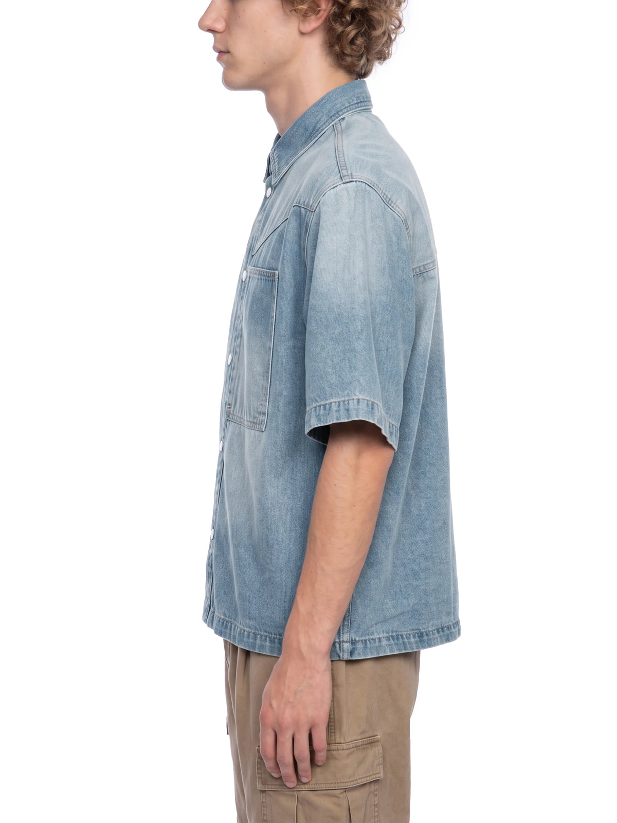 Vintage Wash Boxy Short Denim Shirt