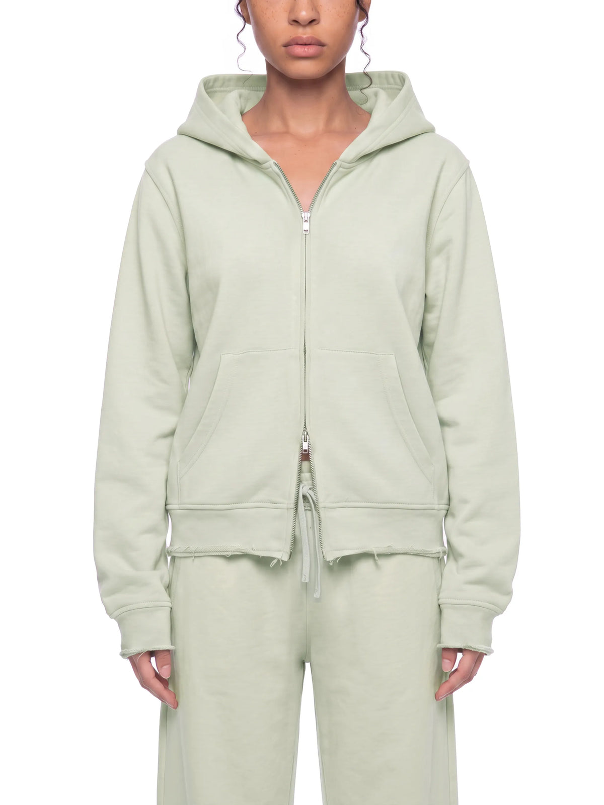 Raw Edge Full Zip Hoodie