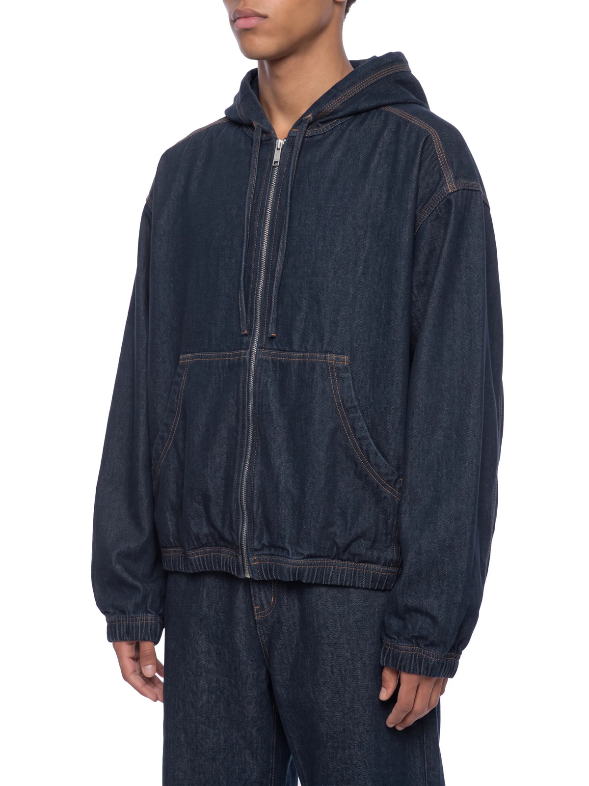 Boxy Vintage Wash Hooded Denim Jacket