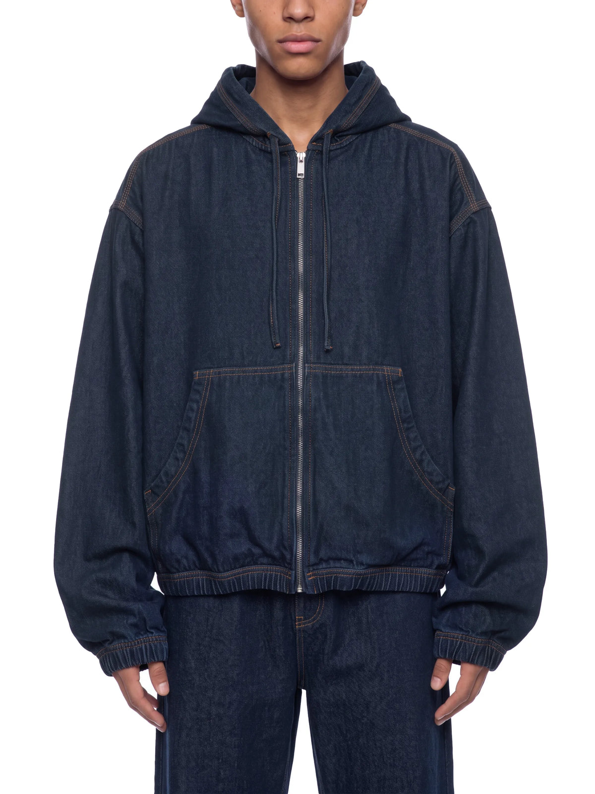 Boxy Vintage Wash Hooded Denim Jacket