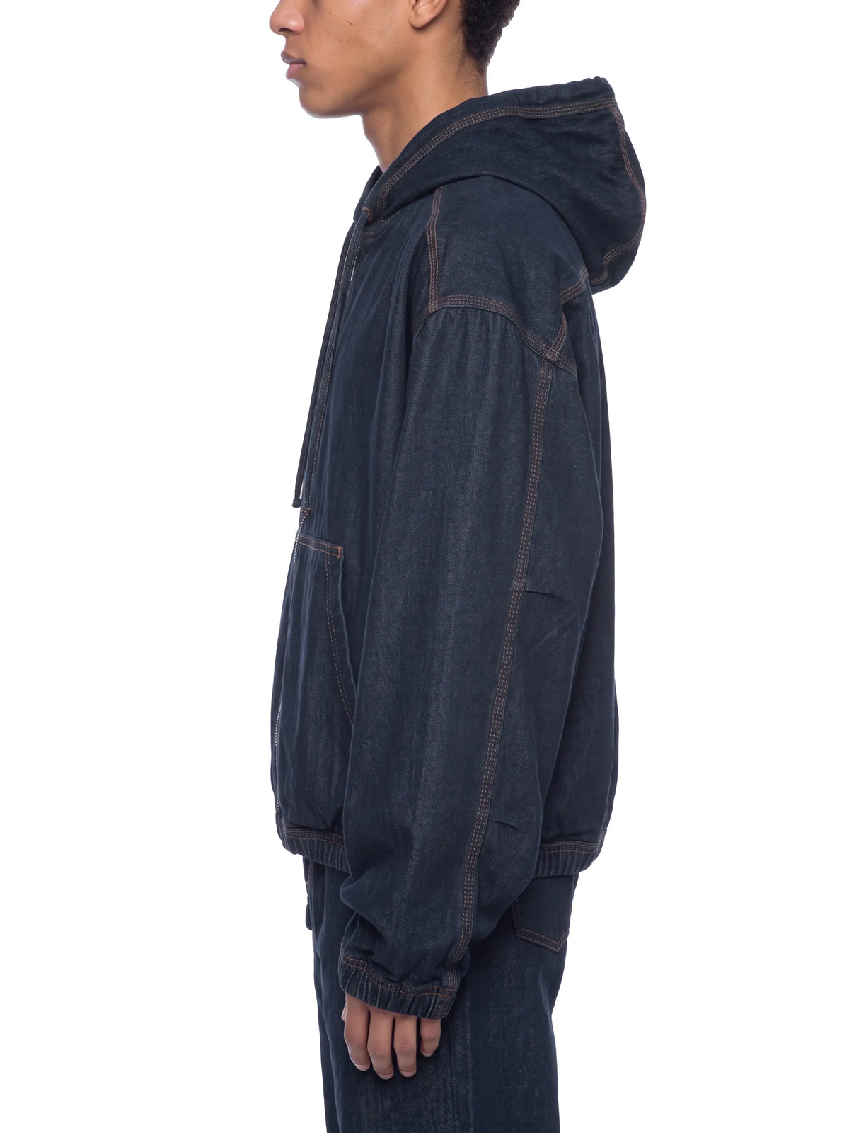 Boxy Vintage Wash Hooded Denim Jacket