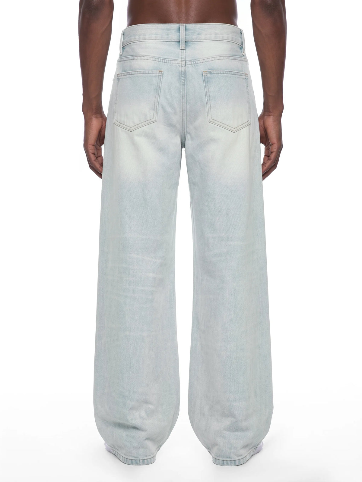 Vintage Wash Wide Leg Denim Jeans
