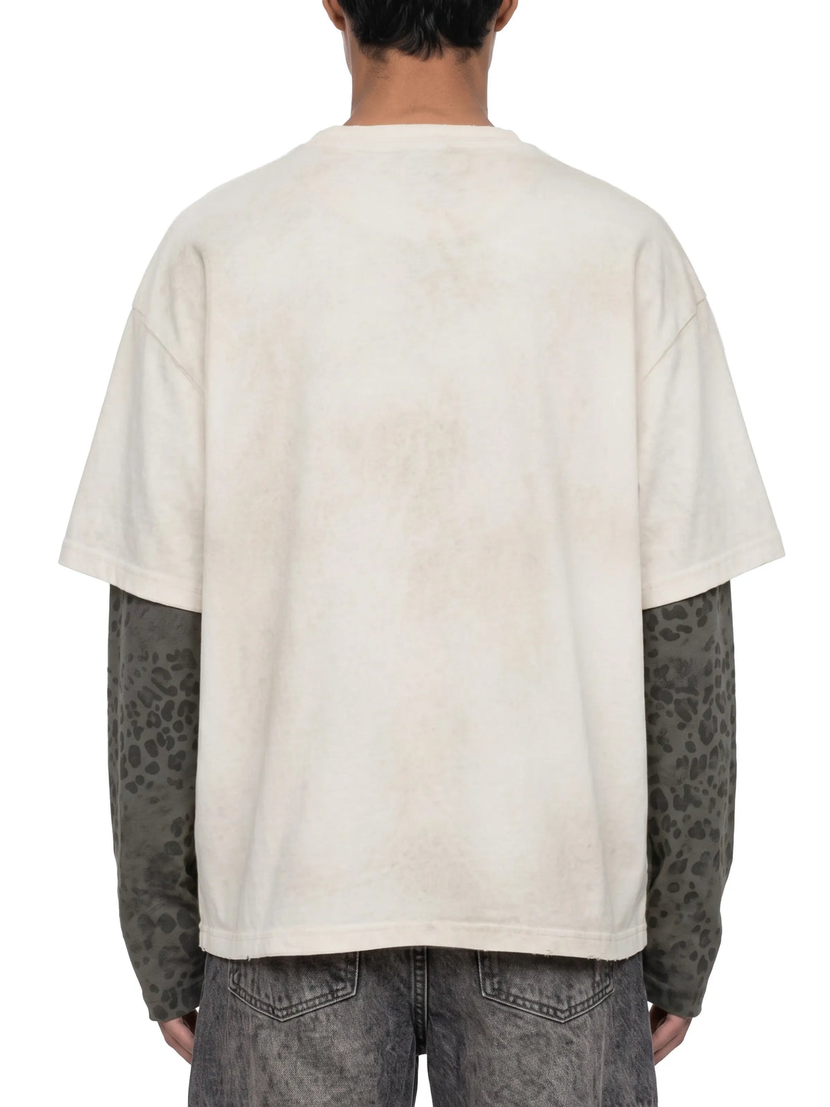 Vintage Wash Leopard Paneled Layer T-Shirt