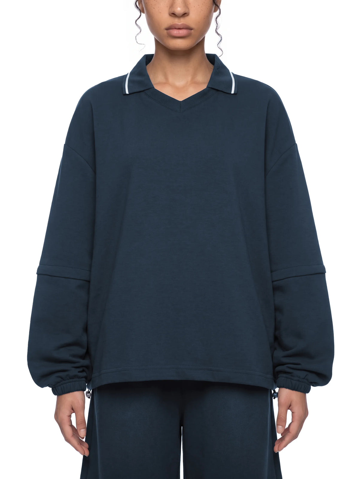 Boxy Collared Detachable Sweatshirt