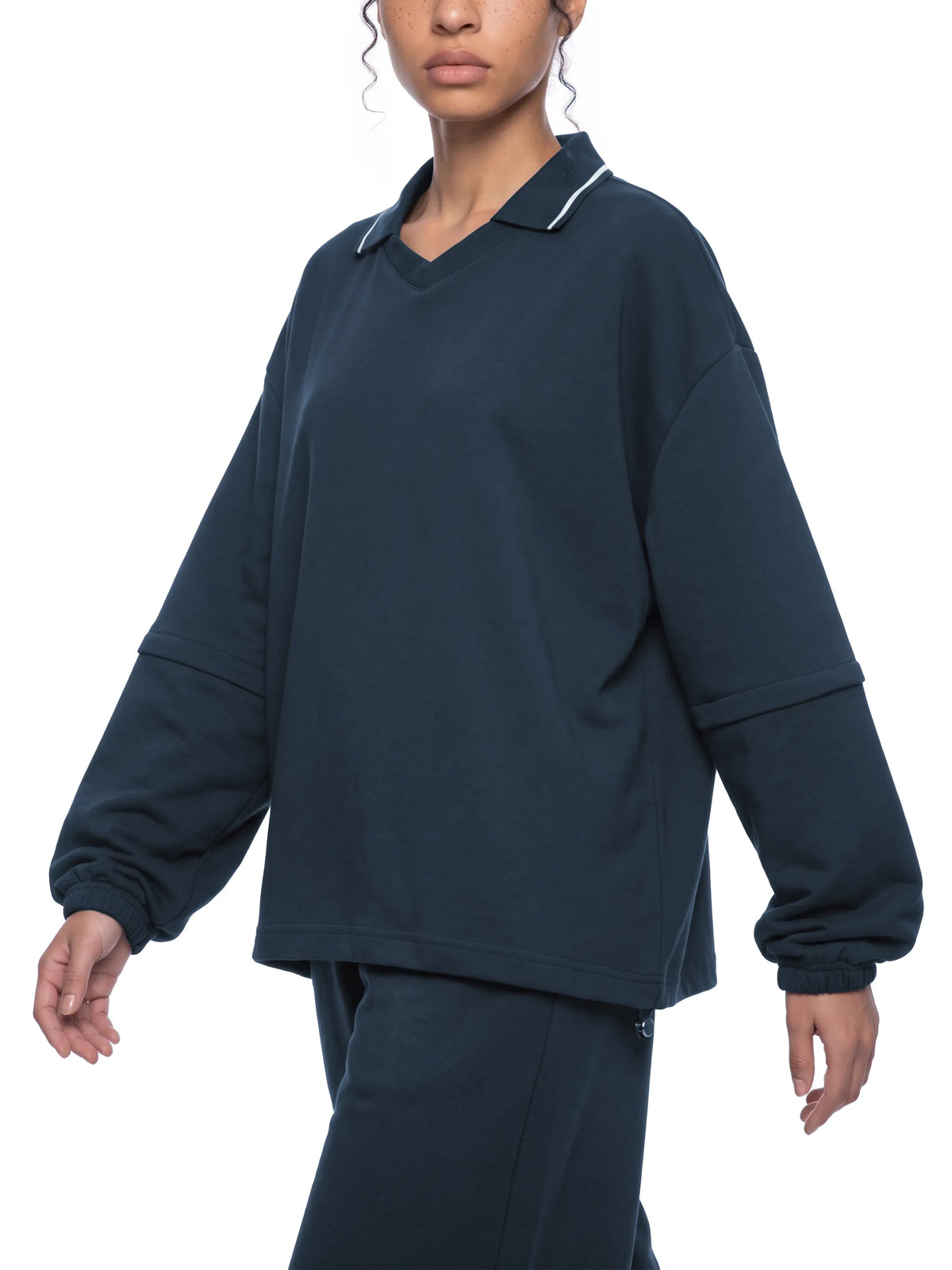 Boxy Collared Detachable Sweatshirt