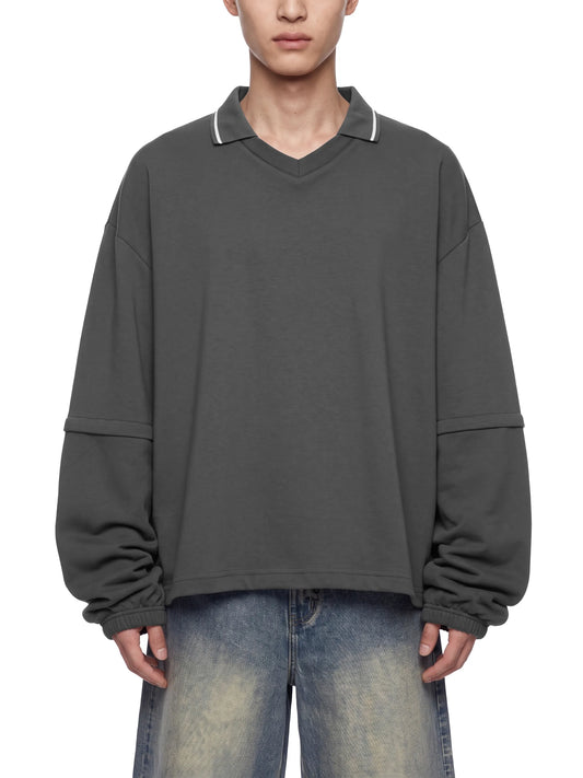 Boxy Collared Detachable Sweatshirt